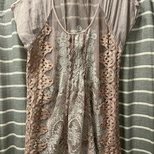 Anthropologie Elegant Lace Women Top in Soft Pink